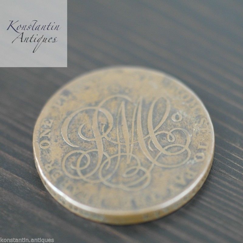 Antiguo 1787 Anglesey Penny Token Imperio Británico 18thC