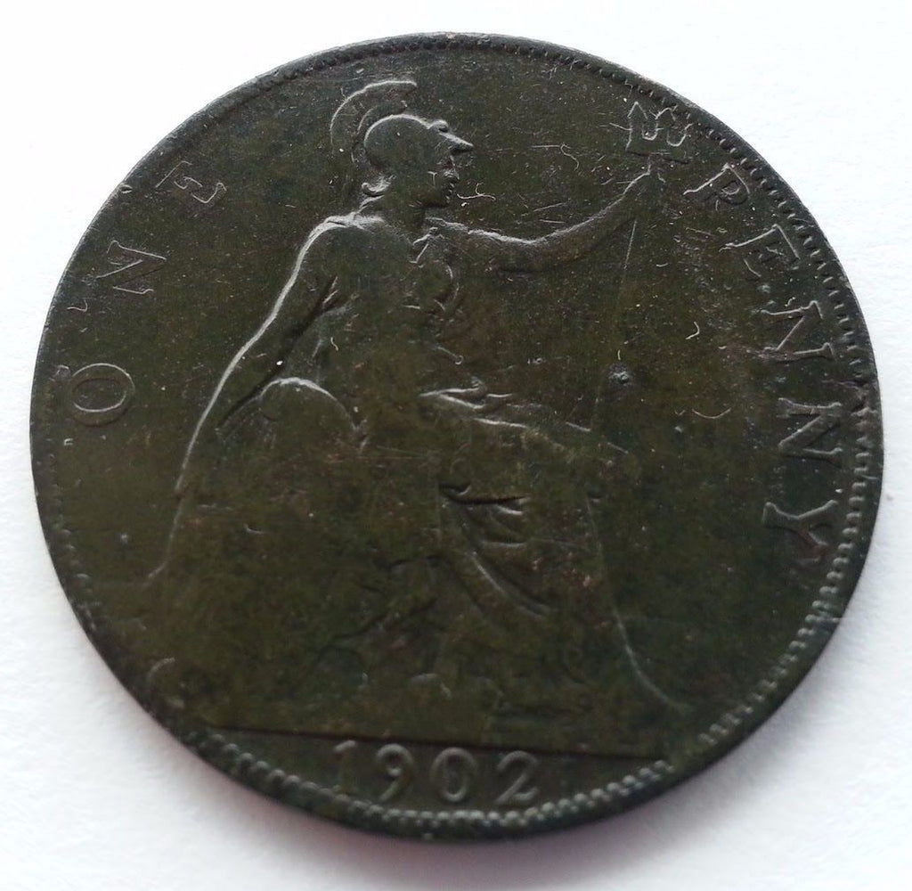 Antique 1902 bronze coin one penny Edward VII of British Empire