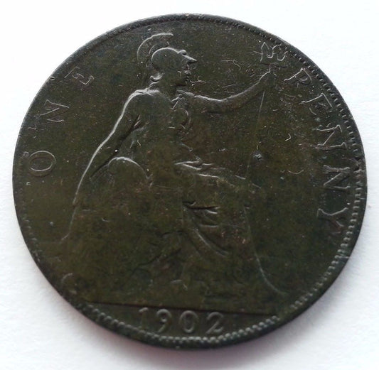 Antike Bronzemünze von 1902, ein Penny, Edward VII. des Britischen Empire