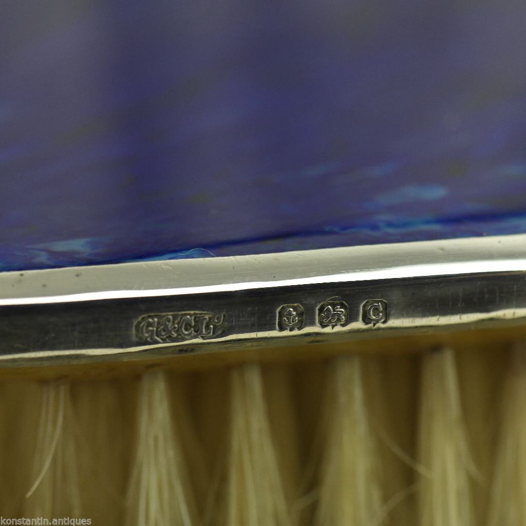 Antique 1927 sterling silver lapis lazuli brush and comb Birmingham