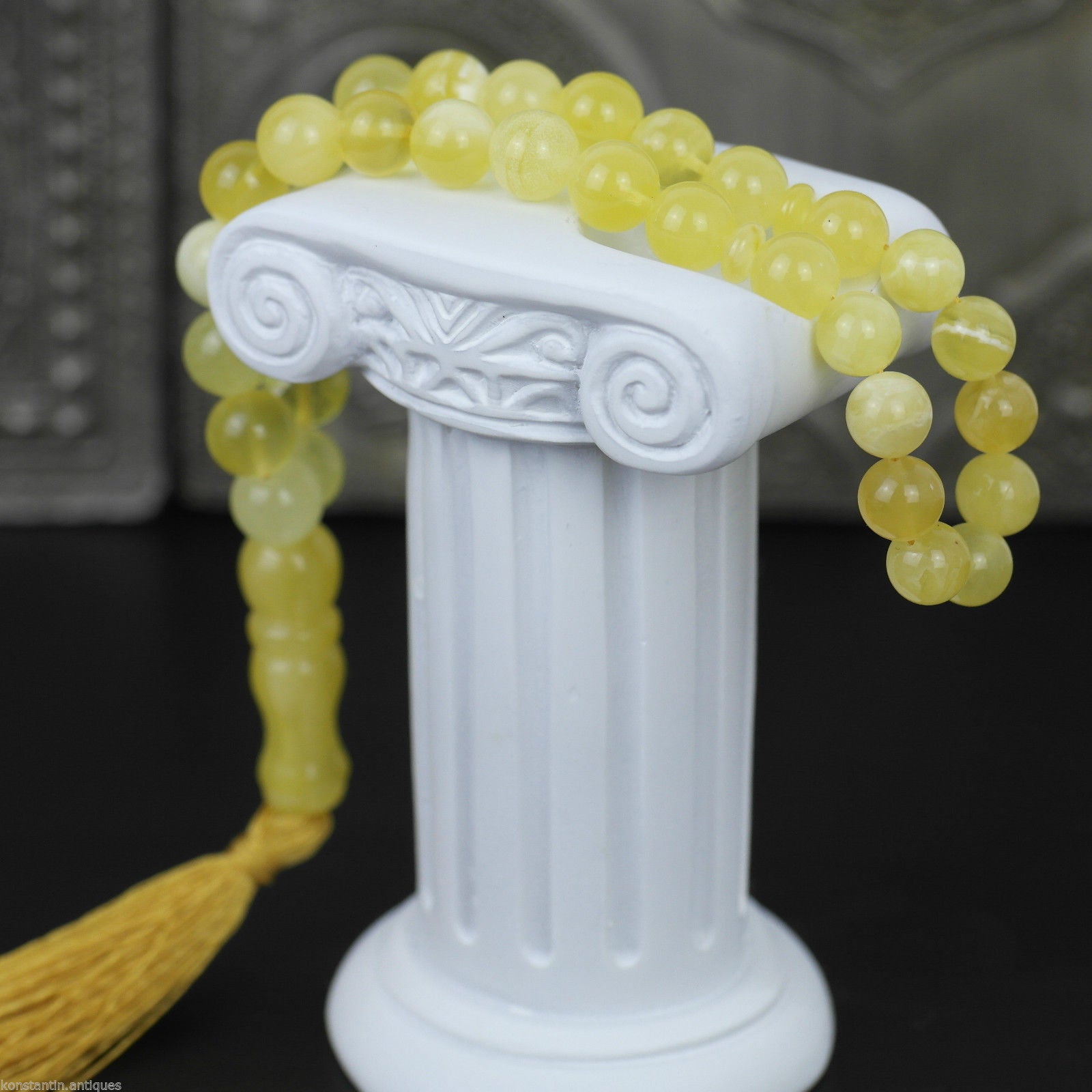 Cuentas genuinas de ámbar báltico 9 mm Islam Tasbih Rosario blanco yema nublada