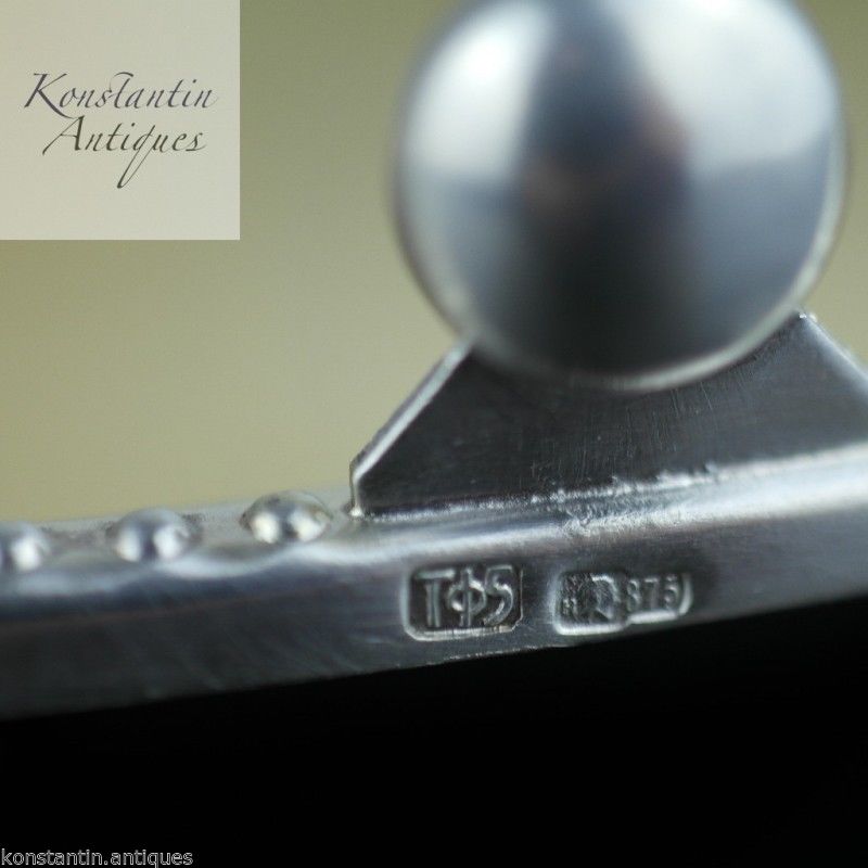 Vintage plata maciza chapado en oro plato de caramelo ruso URSS 875 c.1927-1953