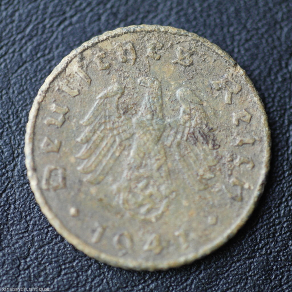 Antique 1941 coin 5 Reichspfennig Fuhrer Adolf Hitler of Germany Berlin