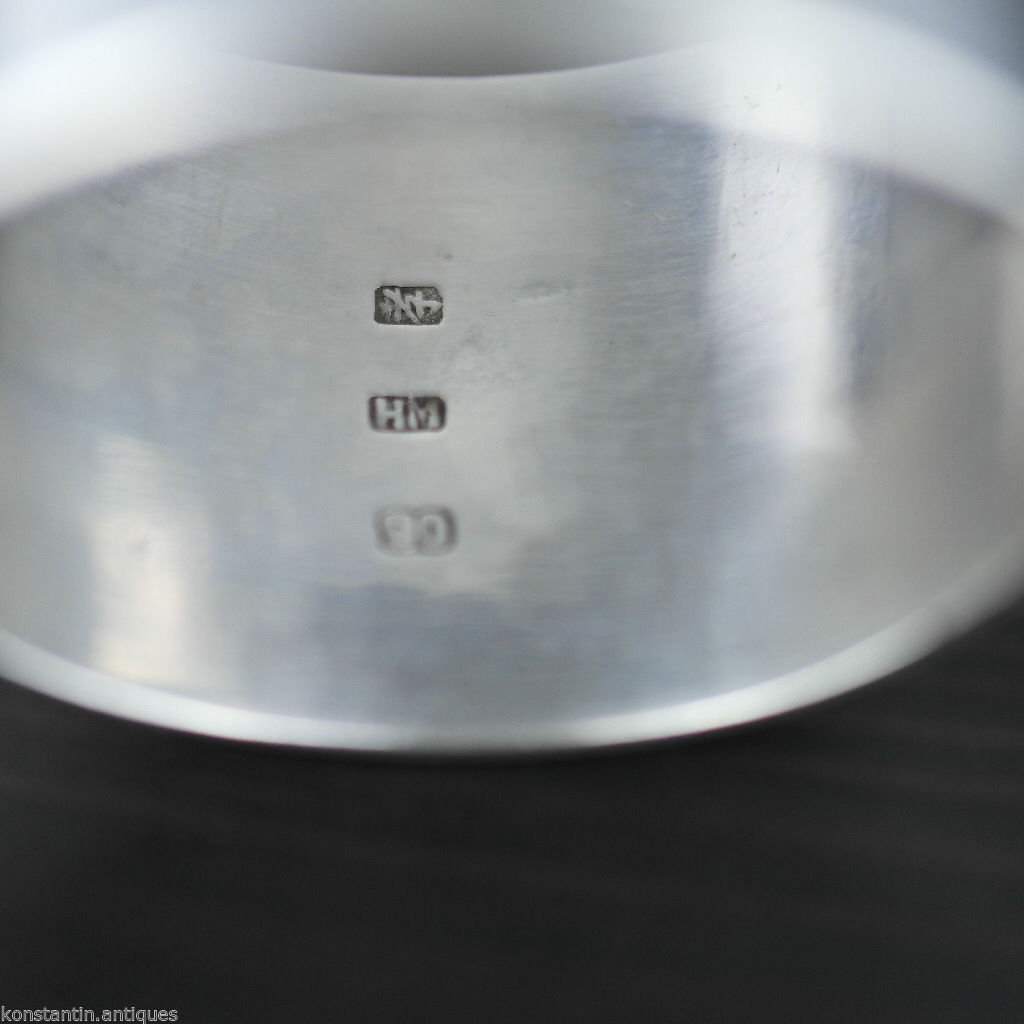 Antiguo servilletero de plata maciza de exportación china del siglo XIX Wang Hing WH90