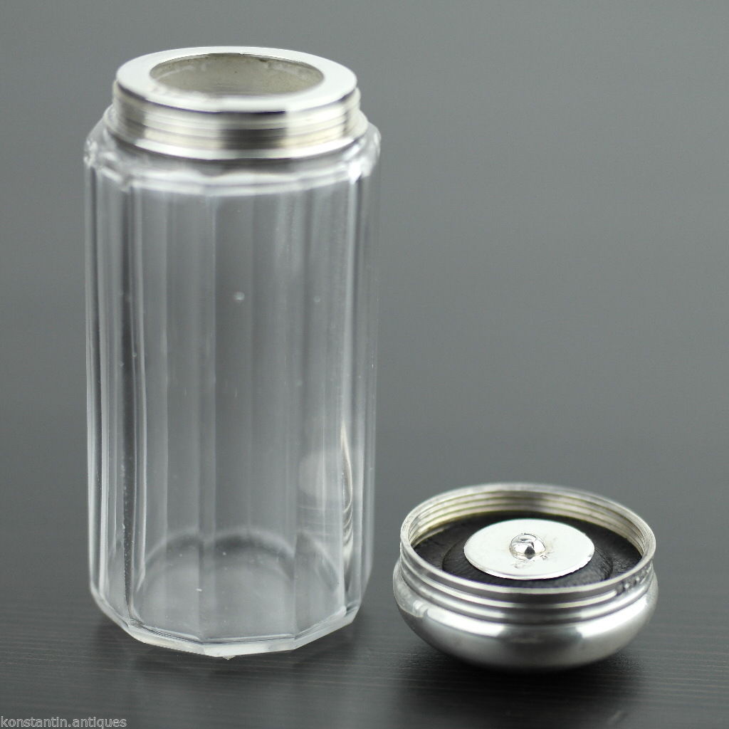 Antiker Londoner Schminktisch aus geschliffenem Glas aus dem Jahr 1892 mit Sterlingsilber-Verschluss