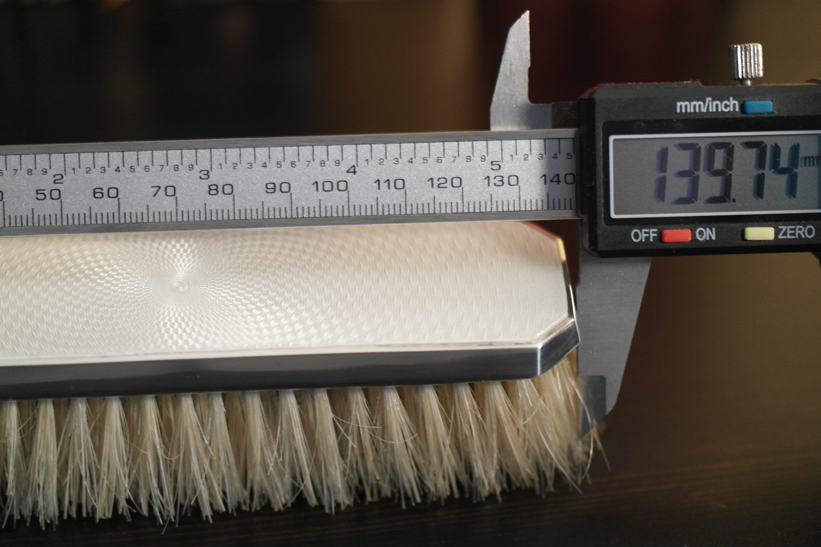 Vintage 1937 solid silver guilloche enamel brush London Antique Collett&Anderson