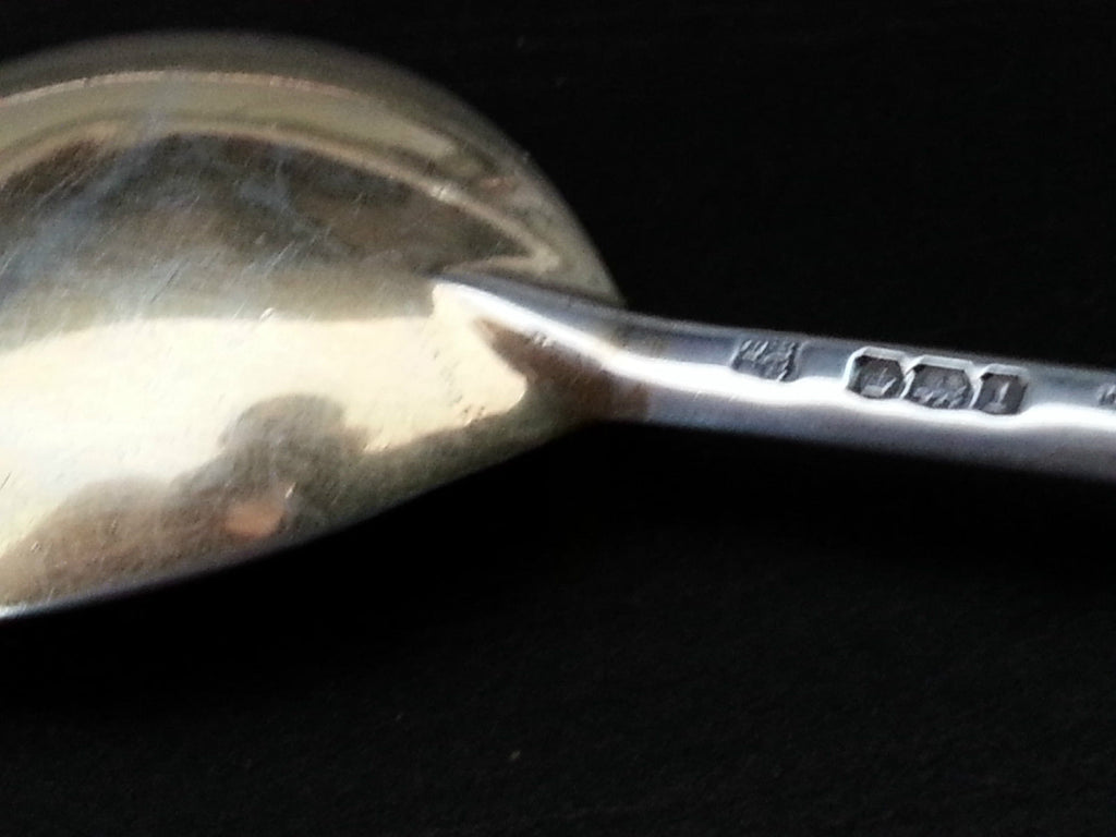 Cuchara antigua de plata maciza chapada en oro de 1928 de Thomas Bradbury Sheffield