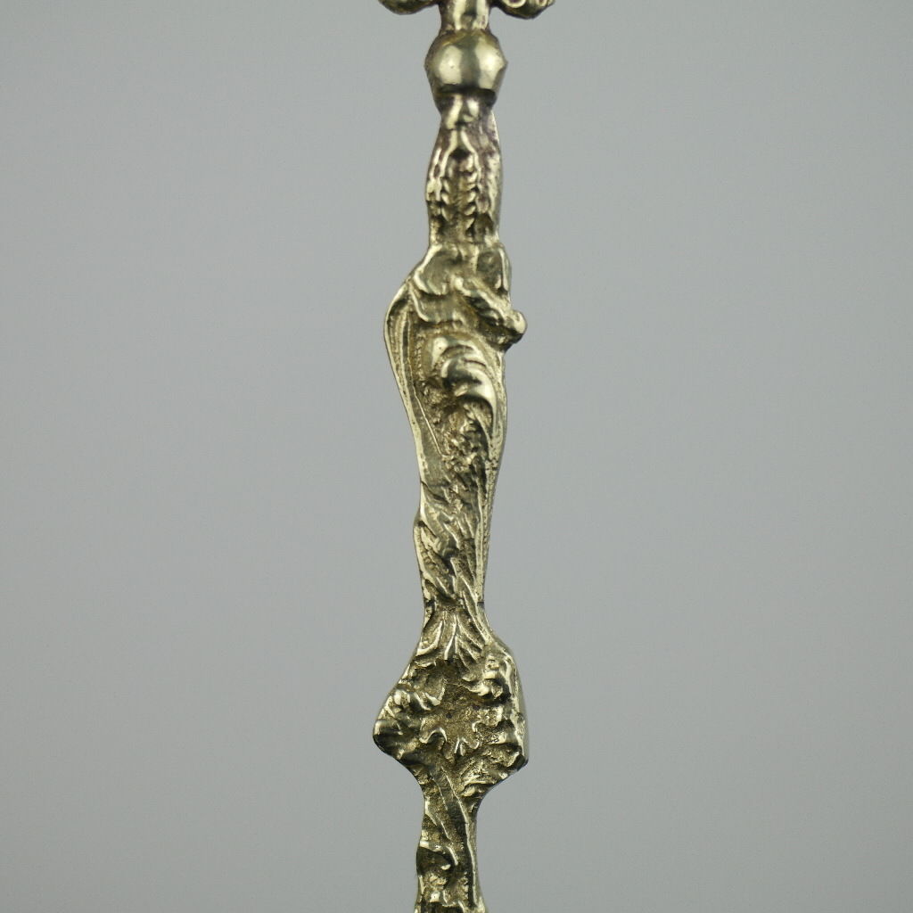 Antique solid brass ornamented strainer French Royal flower dancing couple eagle