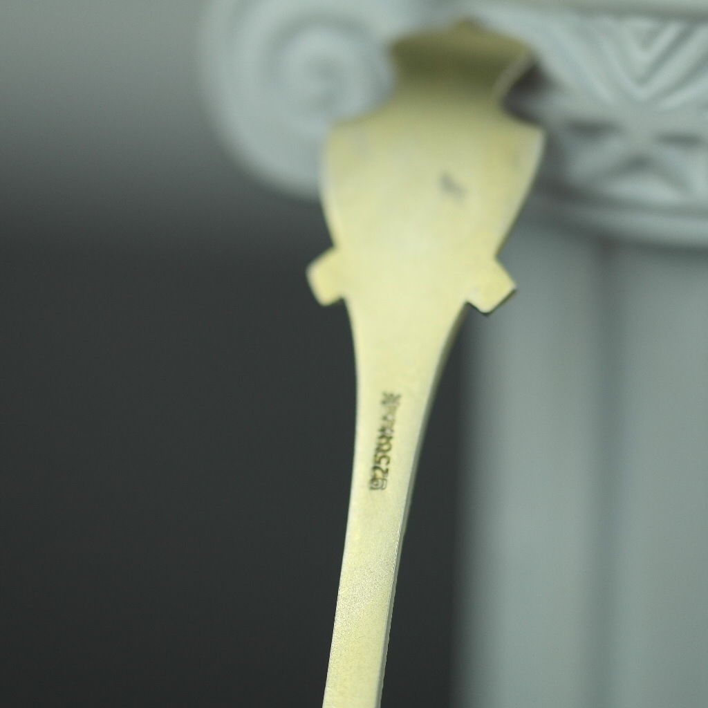 Cuchara de esmalte antigua de plata de primera ley chapada en oro Noruega David Andersen 