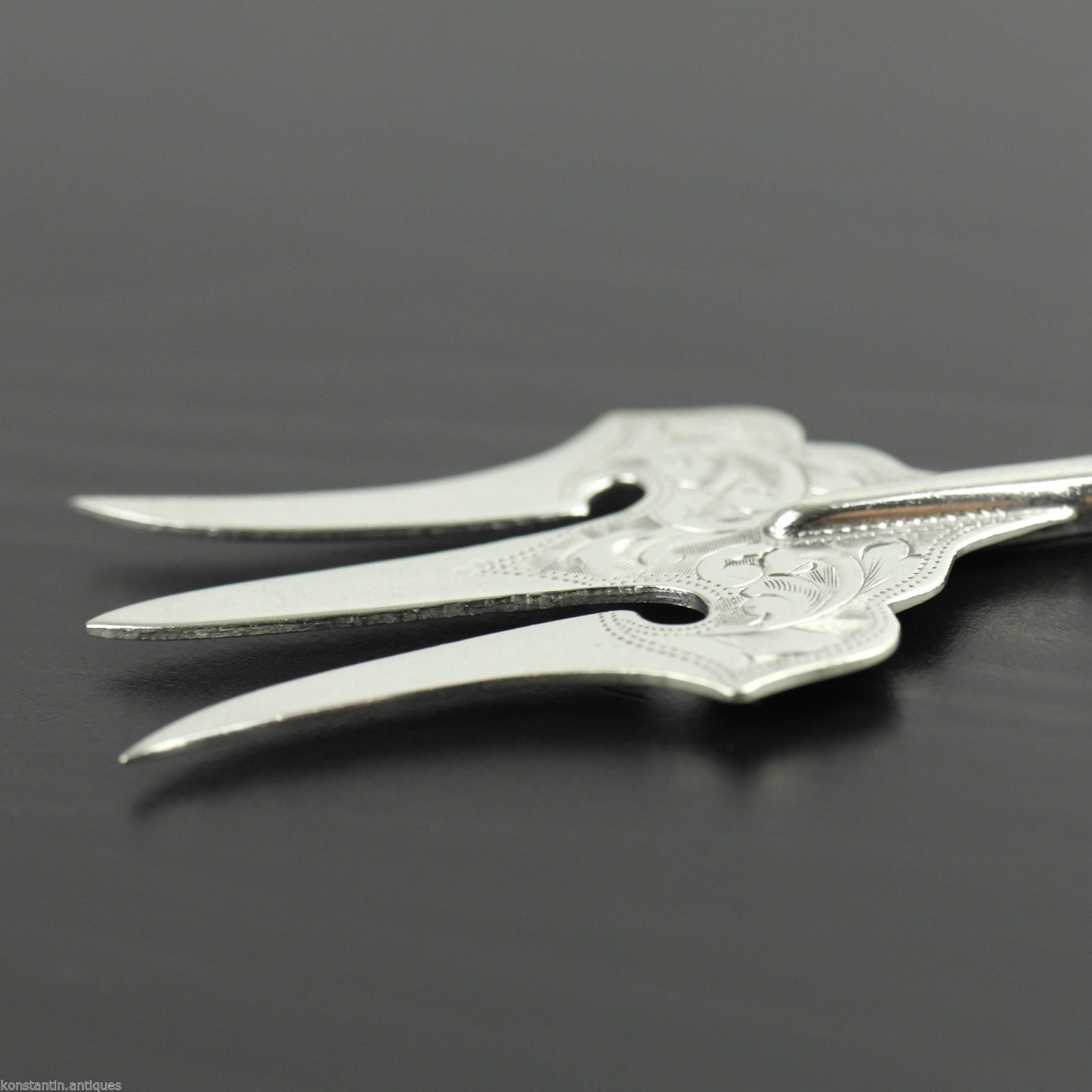 Antique 1912 sterling silver fork and green Jade Nephrite handle Birmingham