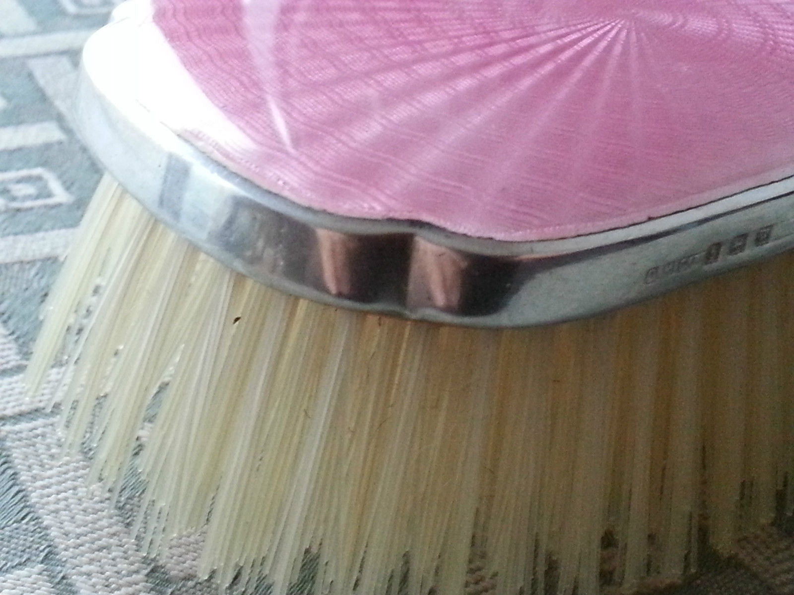 Vintage 1946 sterling silver guilloche enamel solid brush Daniel Manufacturing