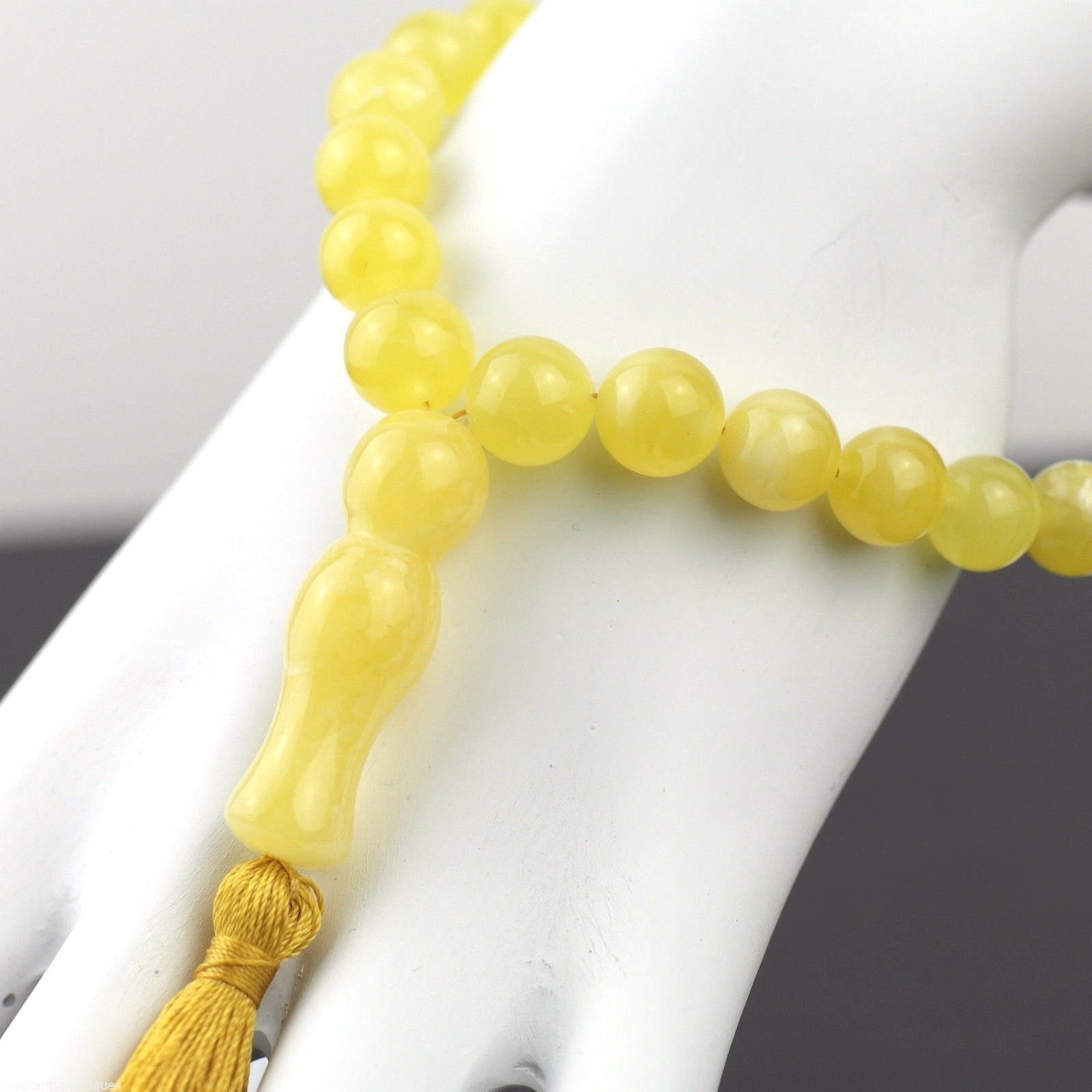 Cuentas genuinas de ámbar báltico 9 mm Islam Tasbih Rosario blanco yema nublada
