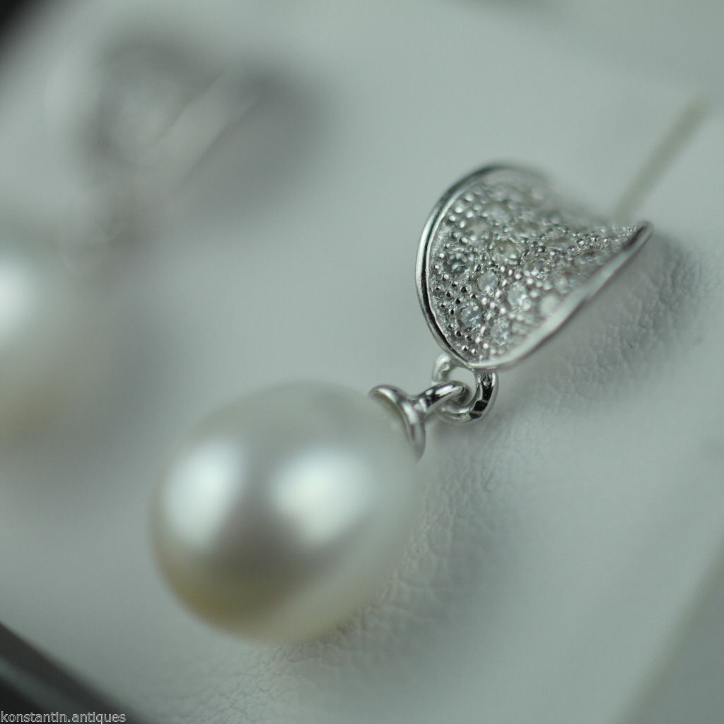 Stilvolle Sterlingsilber-Zuchtperlenohrringe CZ Lucoral 925