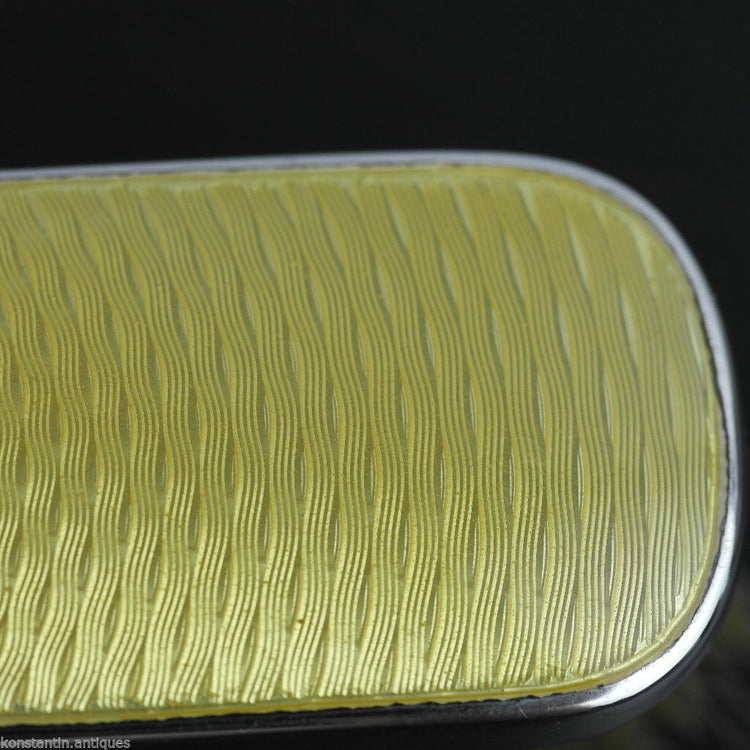 Vintage 1927 sterling silver yellow guilloche enamel brush Birmingham British