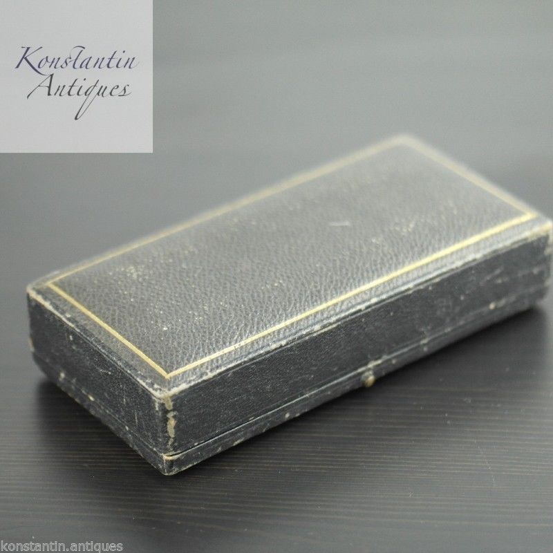 Caja negra antigua para cuencos y cucharas de mostaza o sal Imperio Británico