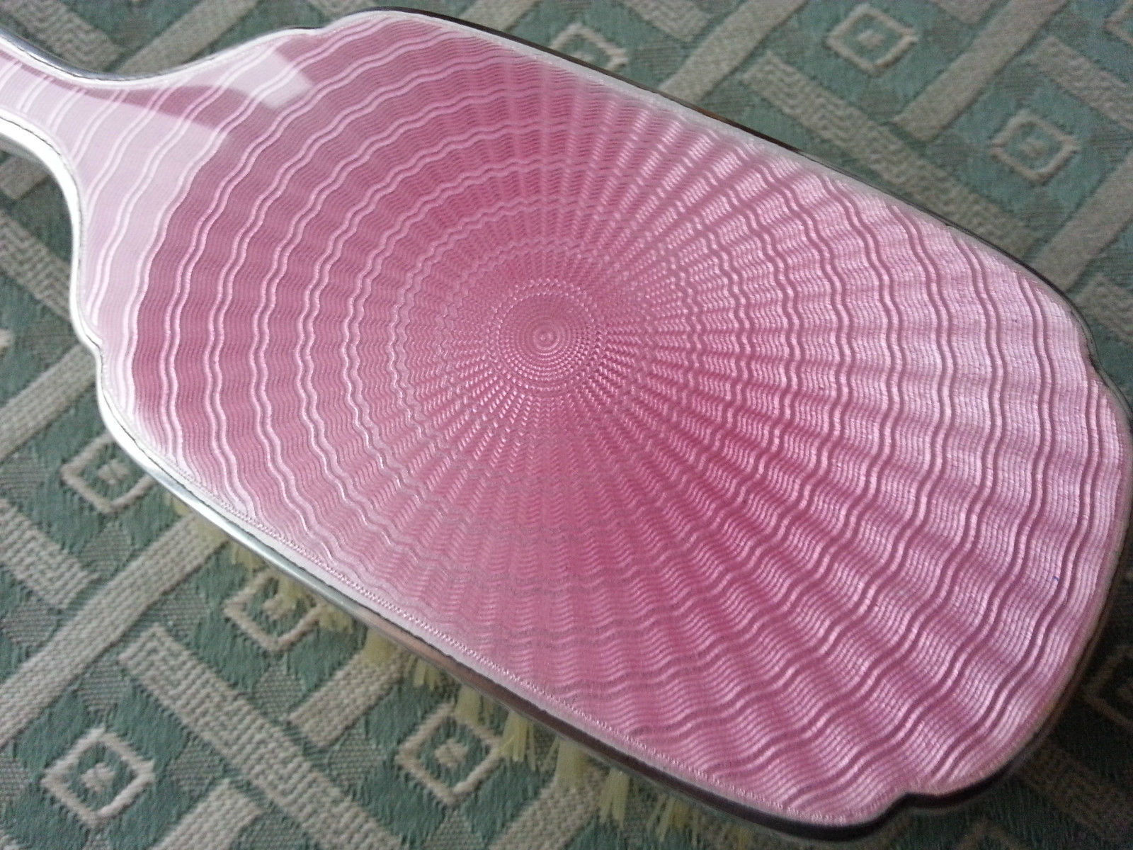 Vintage 1946 sterling silver guilloche enamel solid brush Daniel Manufacturing