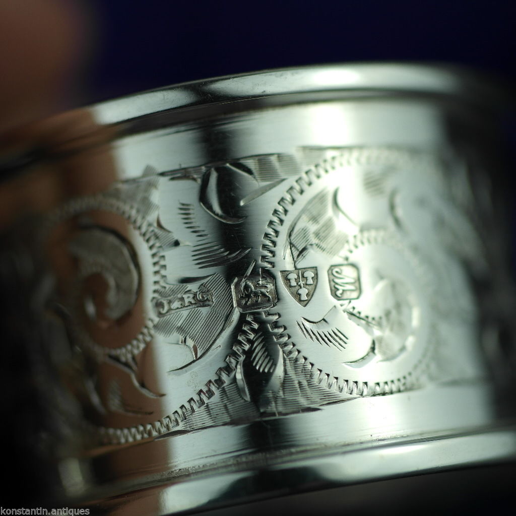 Antique 1912 sterling silver napkin rings set of two Chester boxed