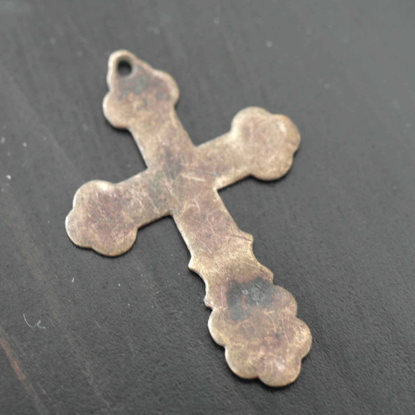 Antique solid enamel cross Russian Empire Orthodox old Believers