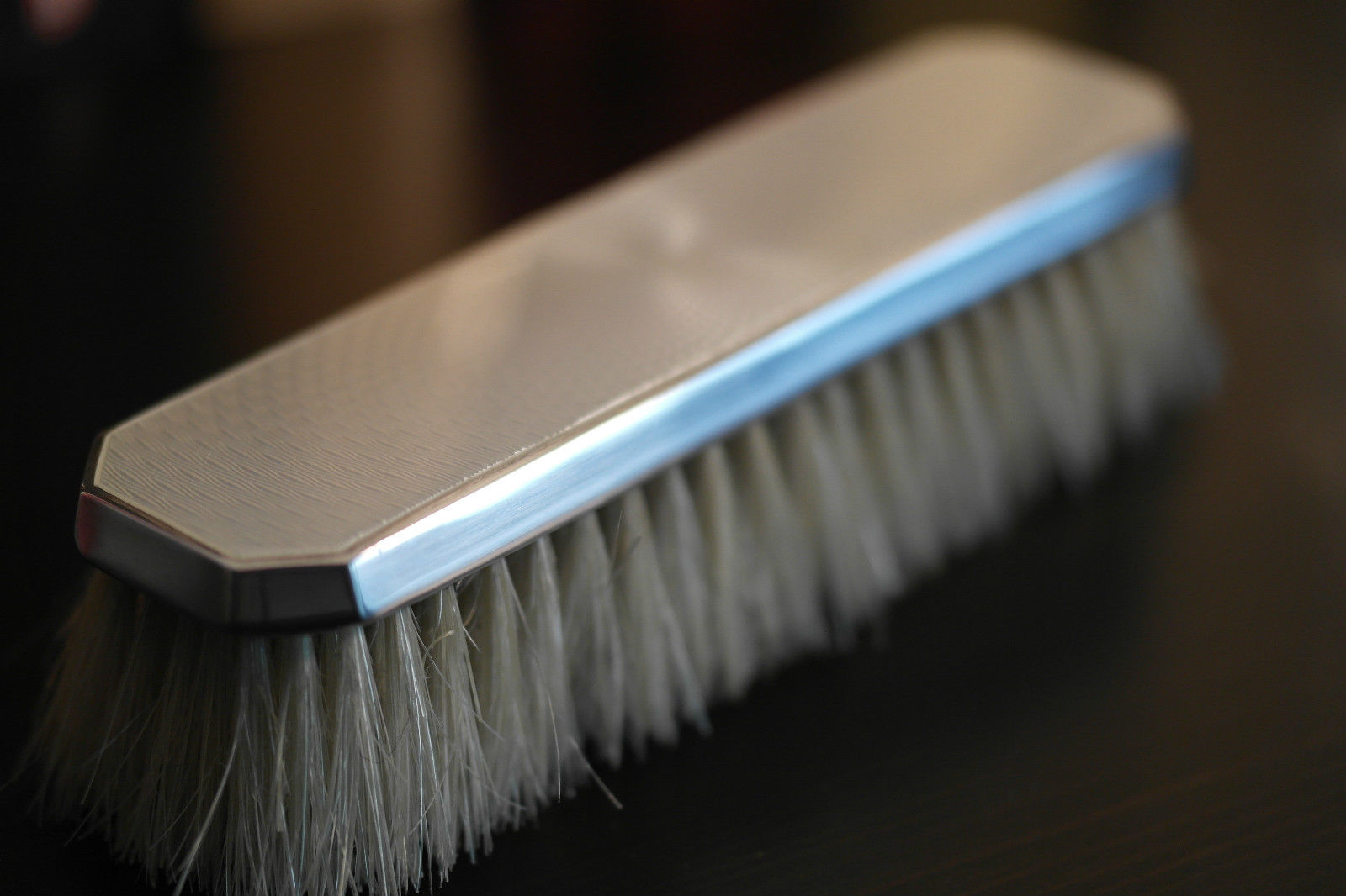 Vintage 1937 solid silver guilloche enamel brush London Antique Collett&Anderson