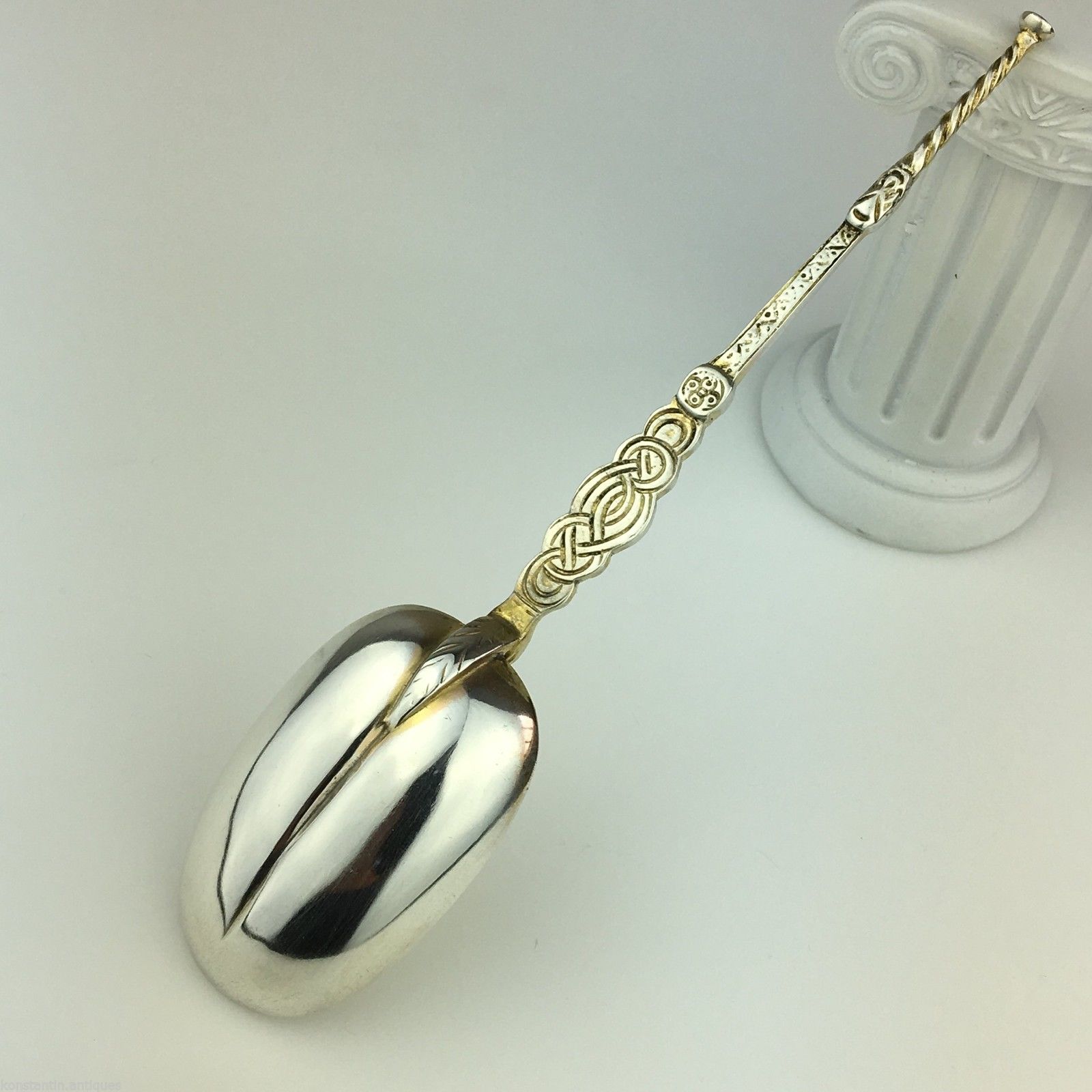Antiker Salblöffel aus Sterlingsilber aus dem Jahr 1910, London, Britisches Empire