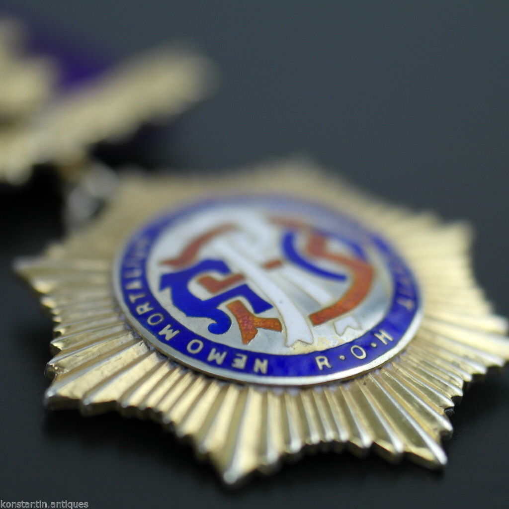 Vintage 1975 medalla chapada en oro de plata maciza RAOB Roll of Honor