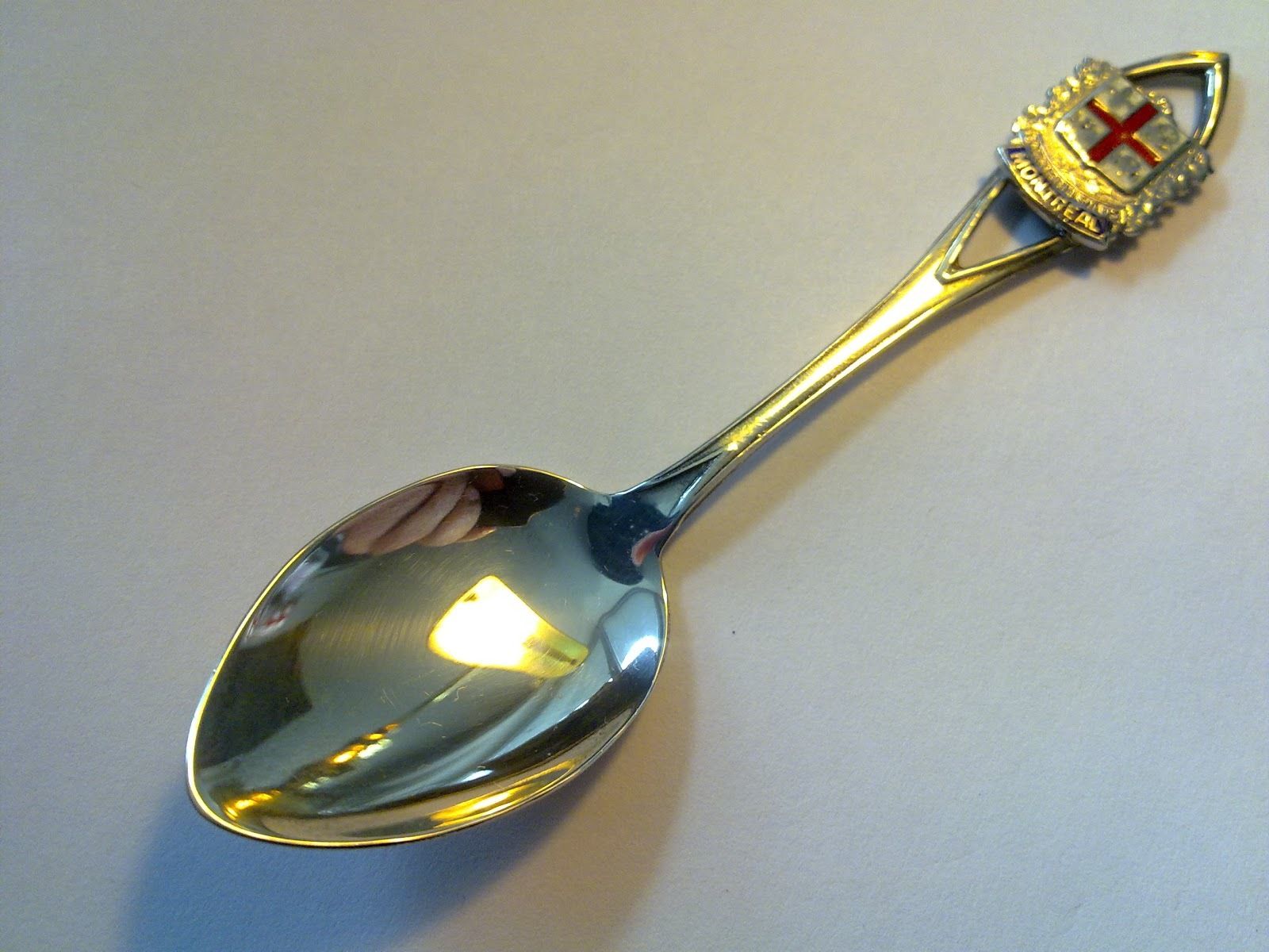 Cuchara de esmalte de plata maciza vintage Canadá Montreal STERLING Regalo de bautizo