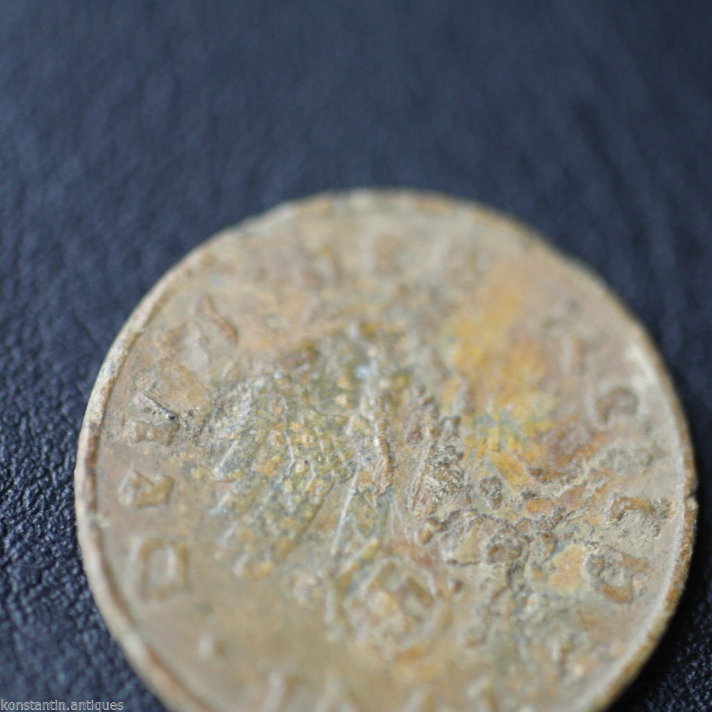 Antique 1941 coin 10 Reichspfennig Fuhrer Adolf Hitler of Germany 20thC Berlin