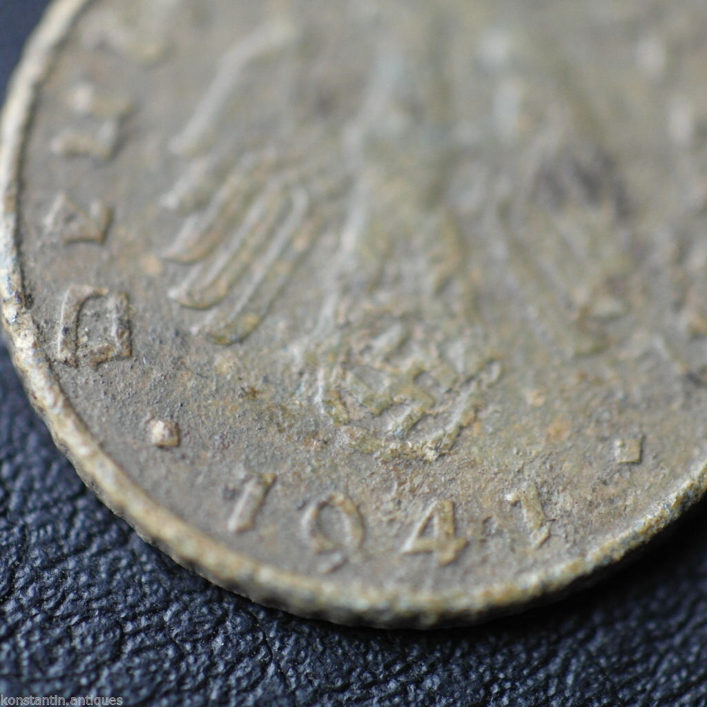 Antique 1941 coin 5 Reichspfennig Fuhrer Adolf Hitler of Germany Berlin