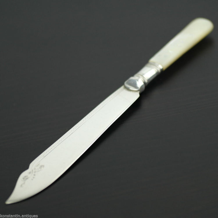 Antique silver plate tale knife mother of pearl Nacre handle British EPNS