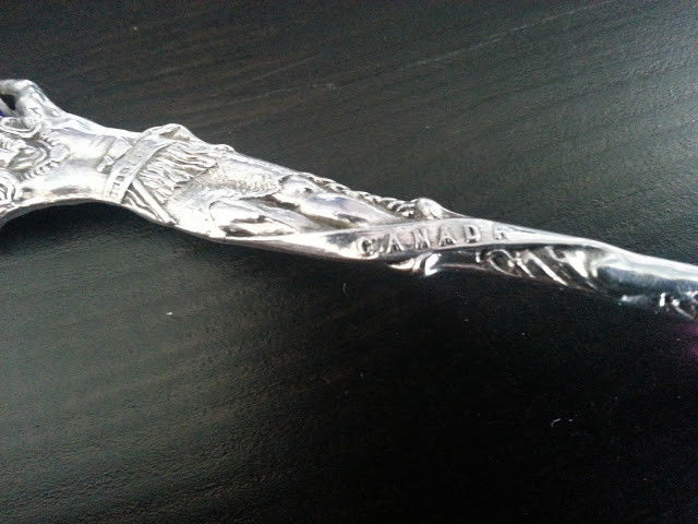 Antique enamel sterling silver spoon Canada Montreal