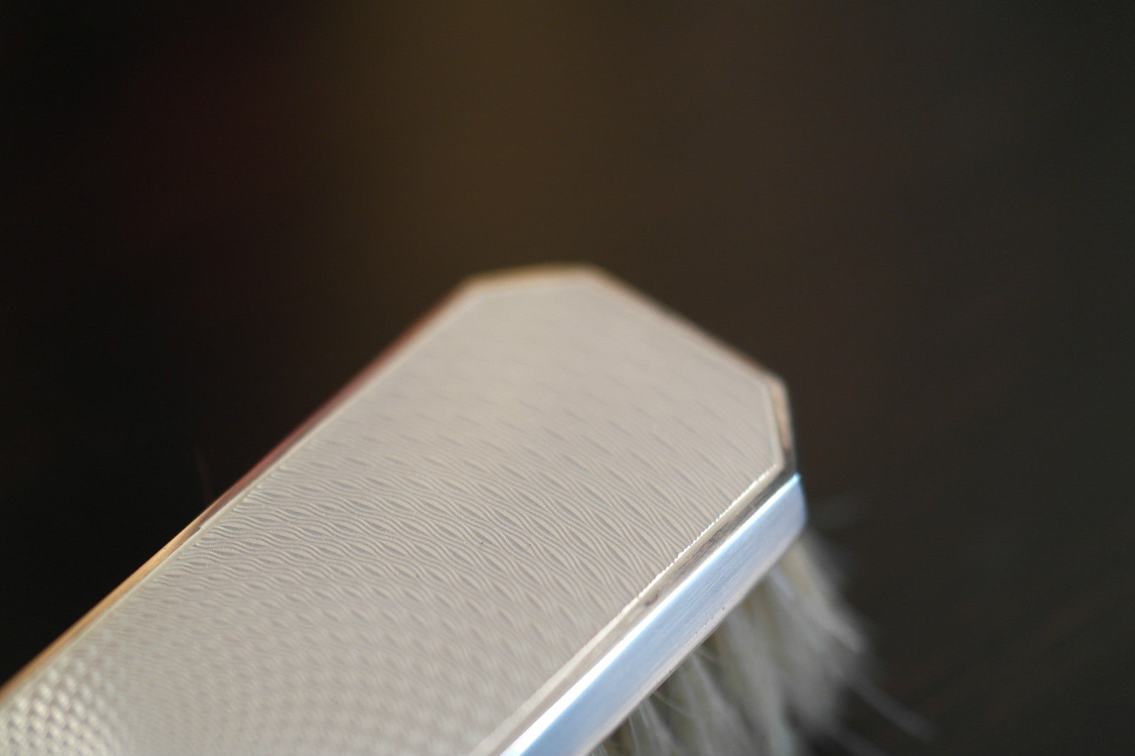 Vintage 1937 solid silver guilloche enamel brush London Antique Collett&Anderson