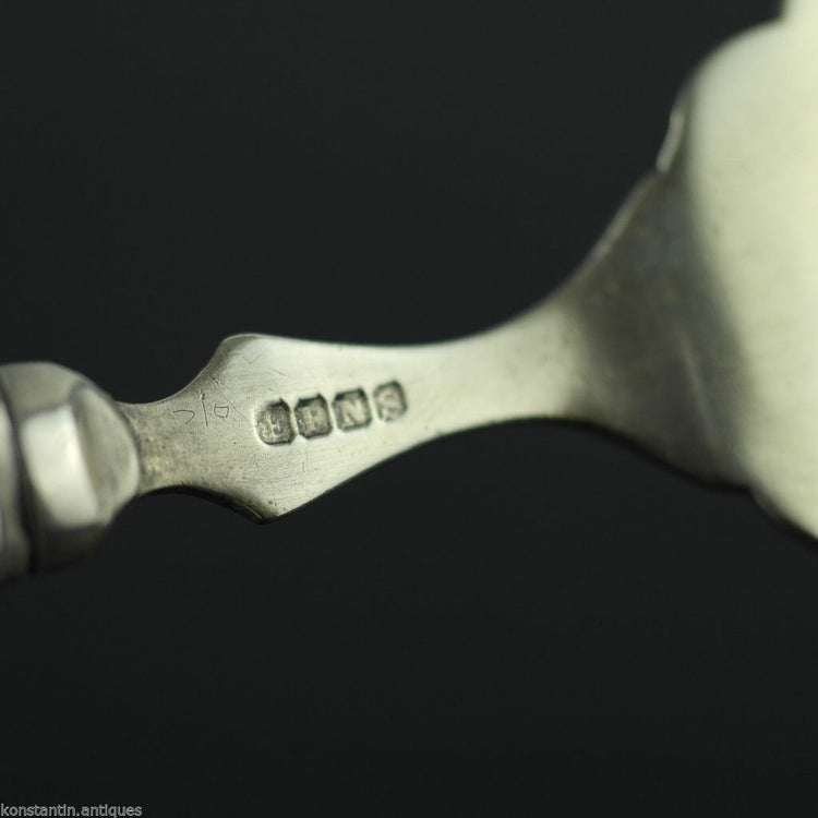 Antike Tischfischgabel mit Perlmuttgriff, Sheffield, versilbert