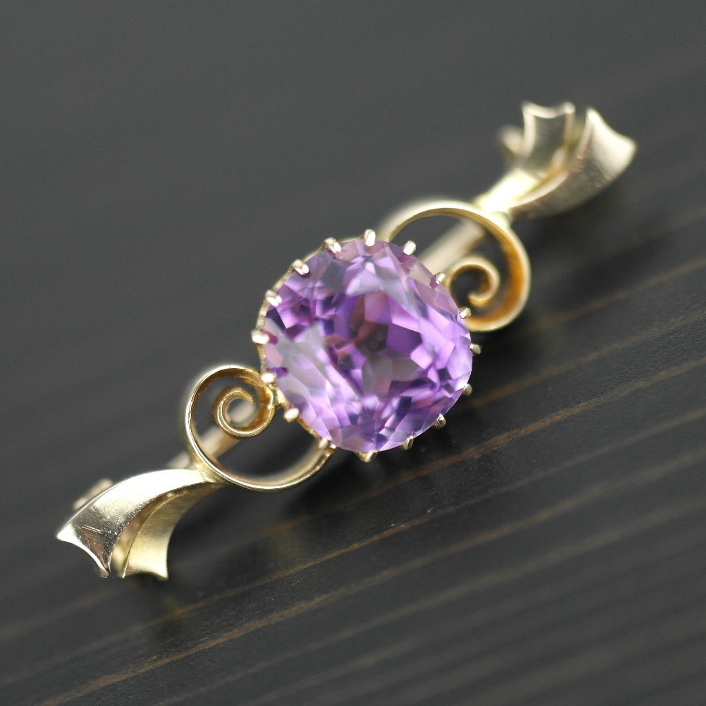 Antique 4.30ct Siberian Amethyst 14ct gold pin brooch 56 Russian Empire