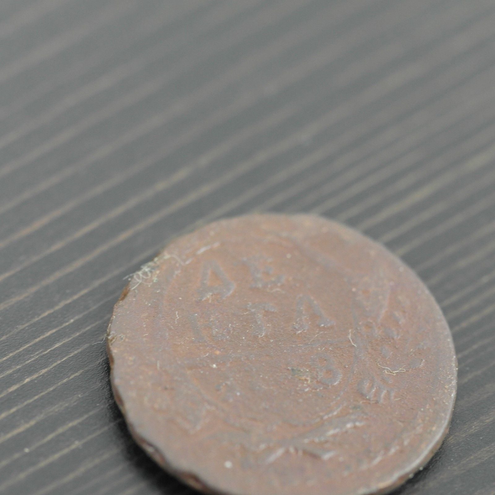Moneda antigua de 1748 denga kopek Emperador Isabel del Imperio Ruso SPB 20thC