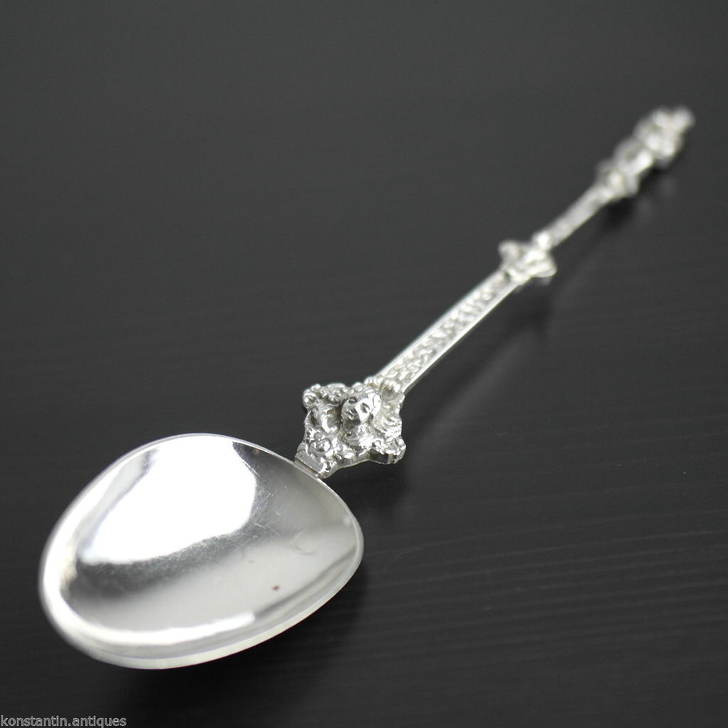 Antique 19thC HANAU sterling silver large anointing spoon