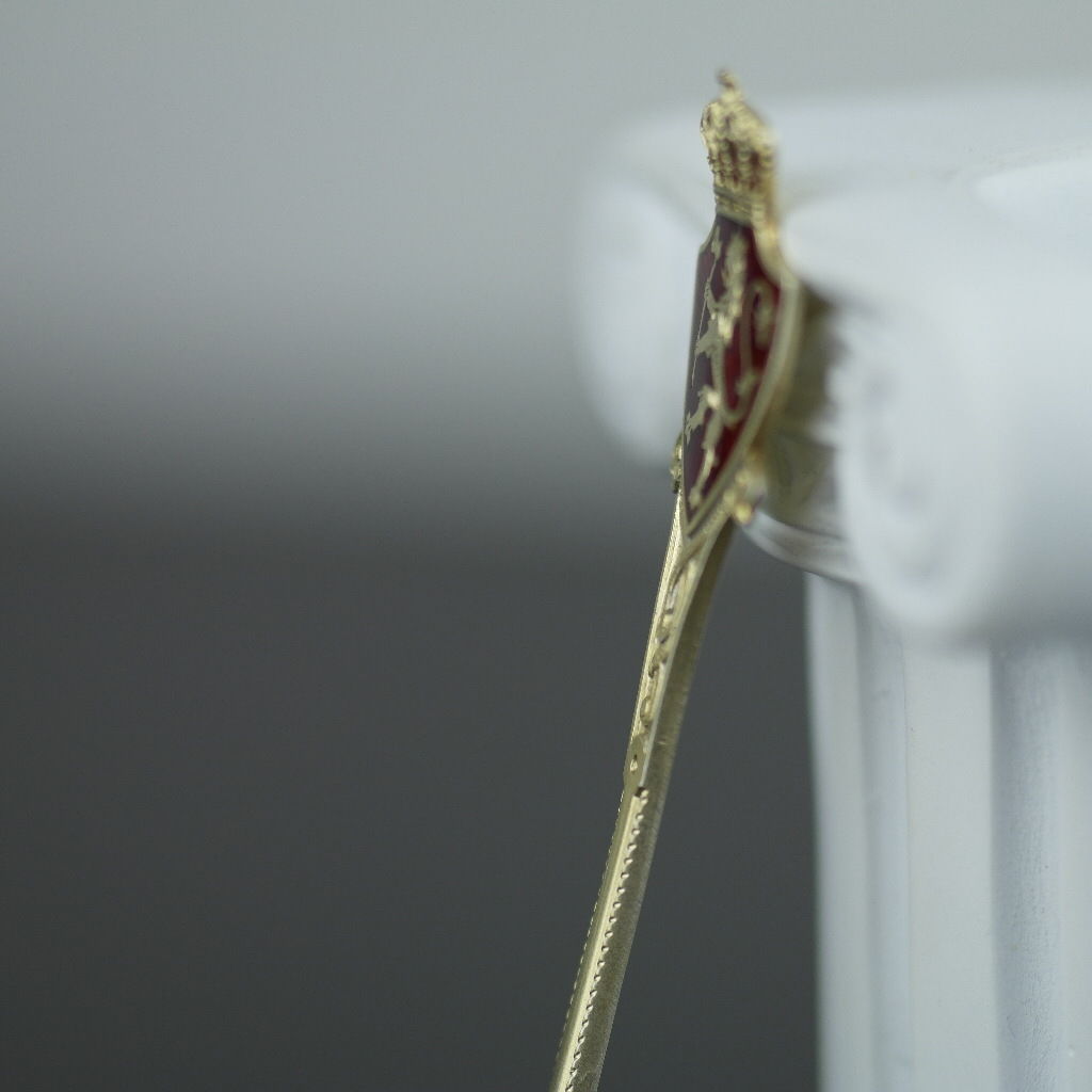 Cuchara de esmalte antigua de plata de primera ley chapada en oro Noruega David Andersen 