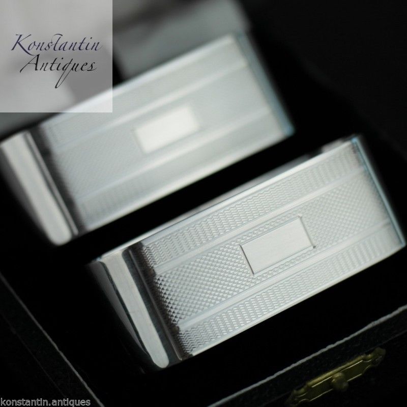 Vintage / Retro 1956 sterling silver napkin rings set of 2 two box Birmingham