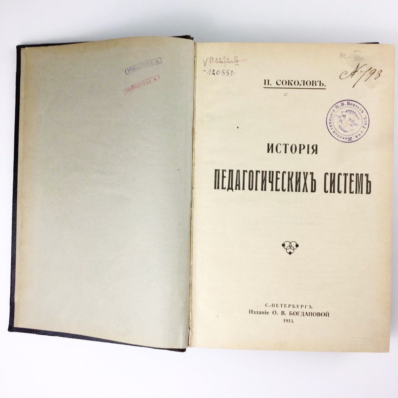 Antique 1913 book History of pedagogic systems Russian Empire