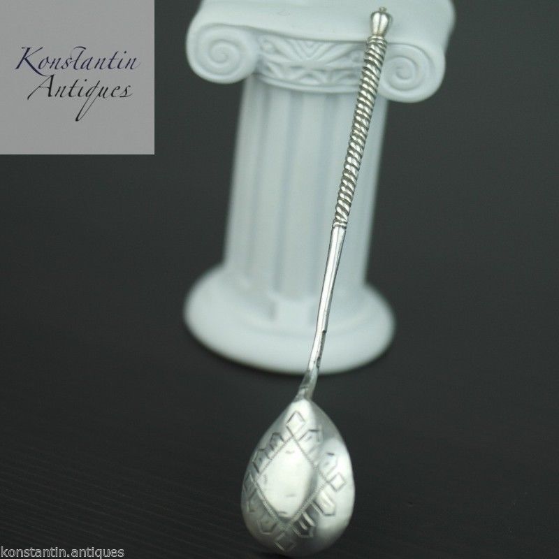 Antigua cuchara de plata maciza de 1894 Imperio Ruso 84 Té Café