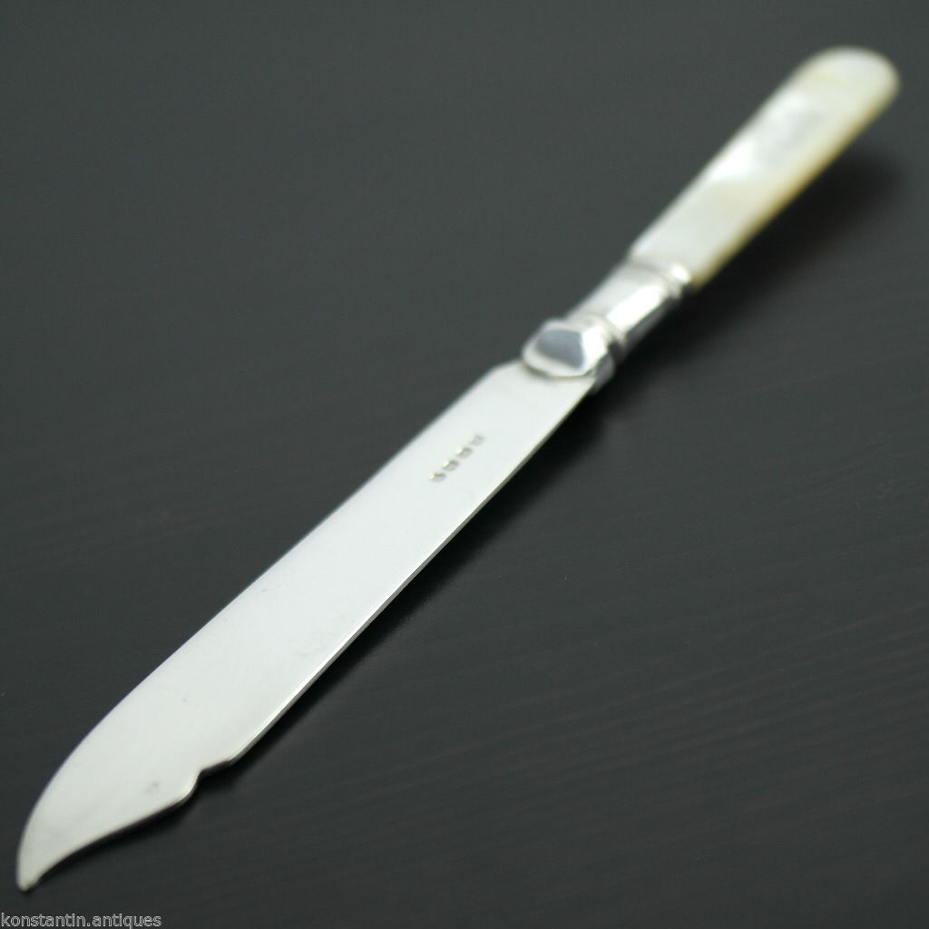 Antikes, versilbertes Messer mit Perlmutt- und Perlmuttgriff, britisches EPNS