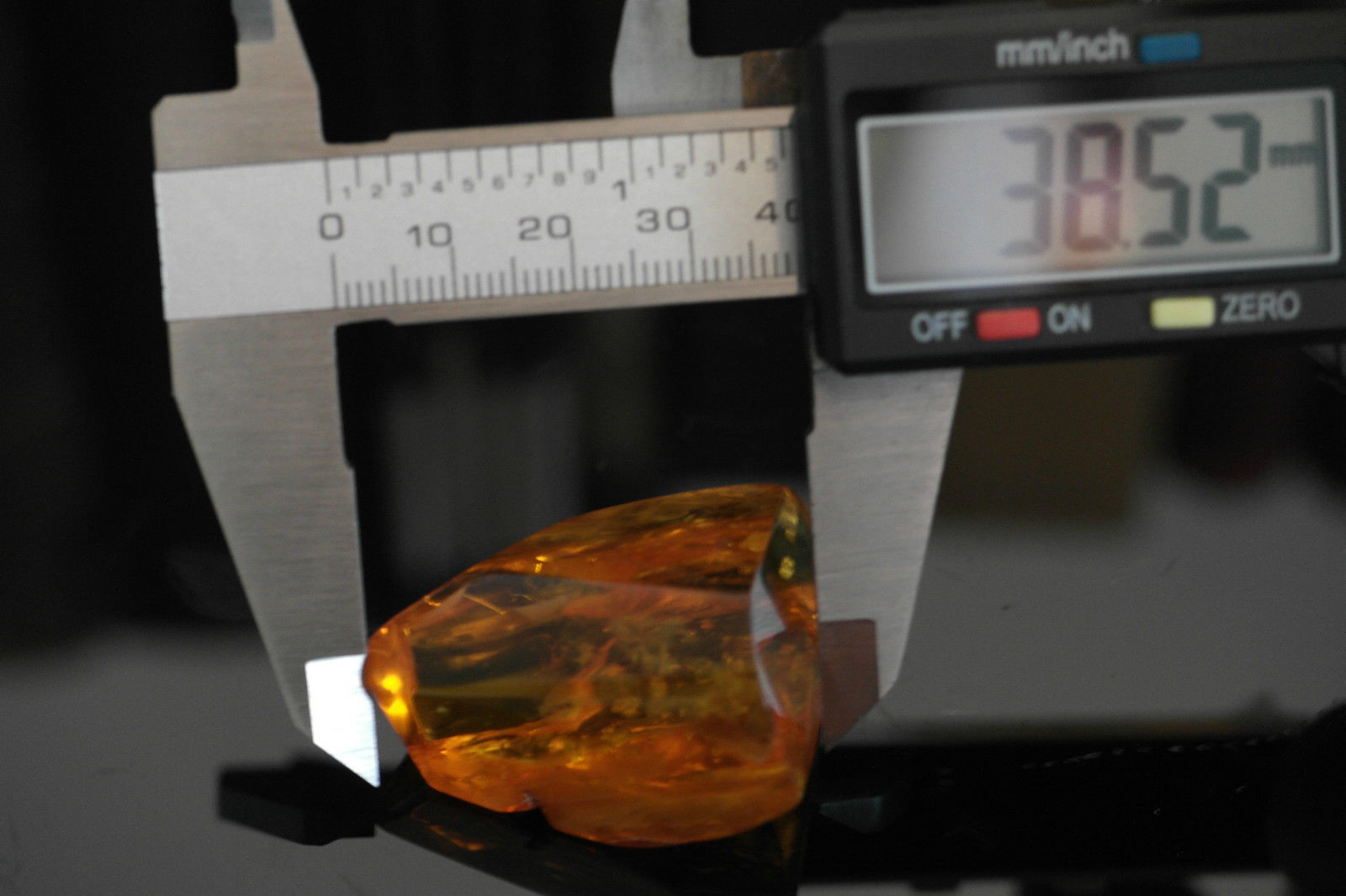 Baltic Amber polished raw stone with Inclusion bugs framed