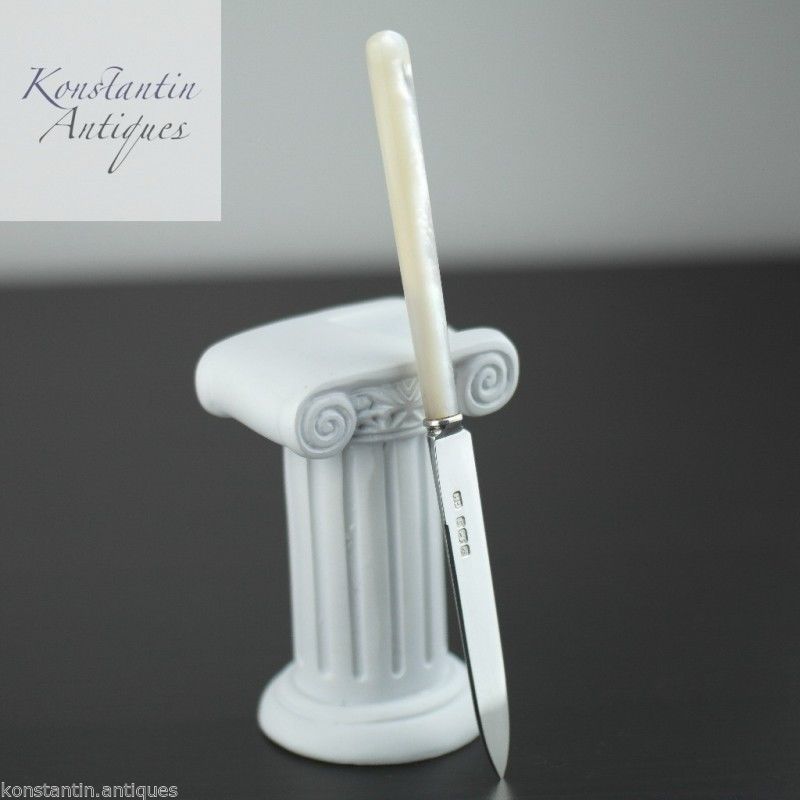 Antique 1910 sterling silver letter opener with Nacre MOP handle