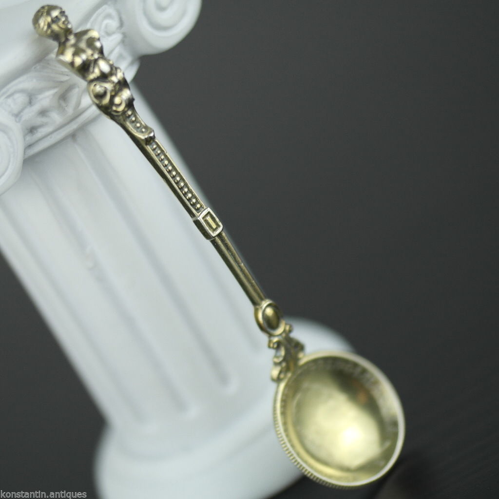 Antique 1835 gold plated solid silver 20 Kreuzer coin spoon Francis II Holy Roman Emperor 800 German