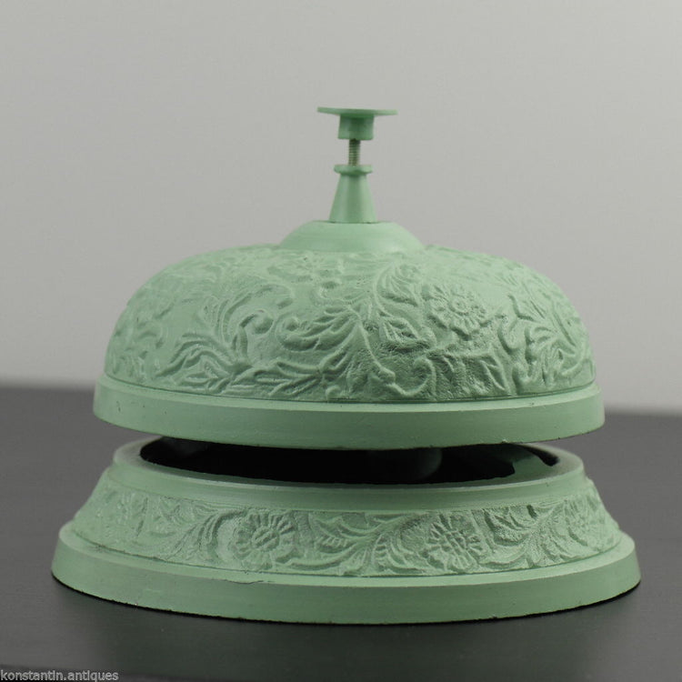 Vintage style cast iron reception desk ornamented top bell
