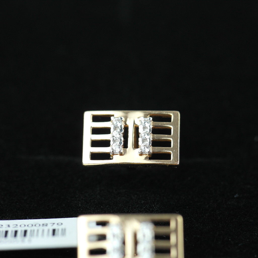 Gemelos clásicos de oro de 14k con 12 circonitas cúbicas 