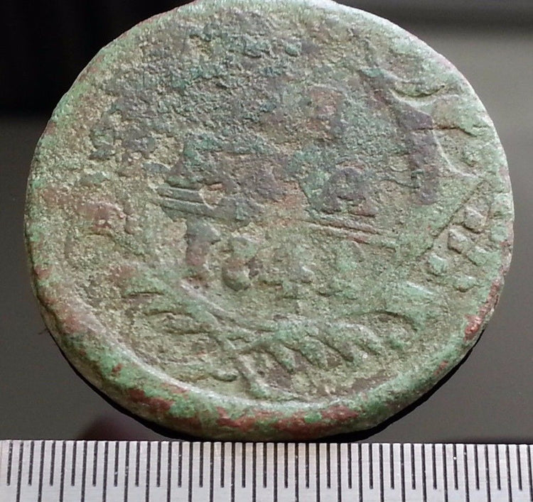 Antike Denga-Kopeken-Münze von 1749, Kaiser Elisabeth des Russischen Reiches, 18. Jh