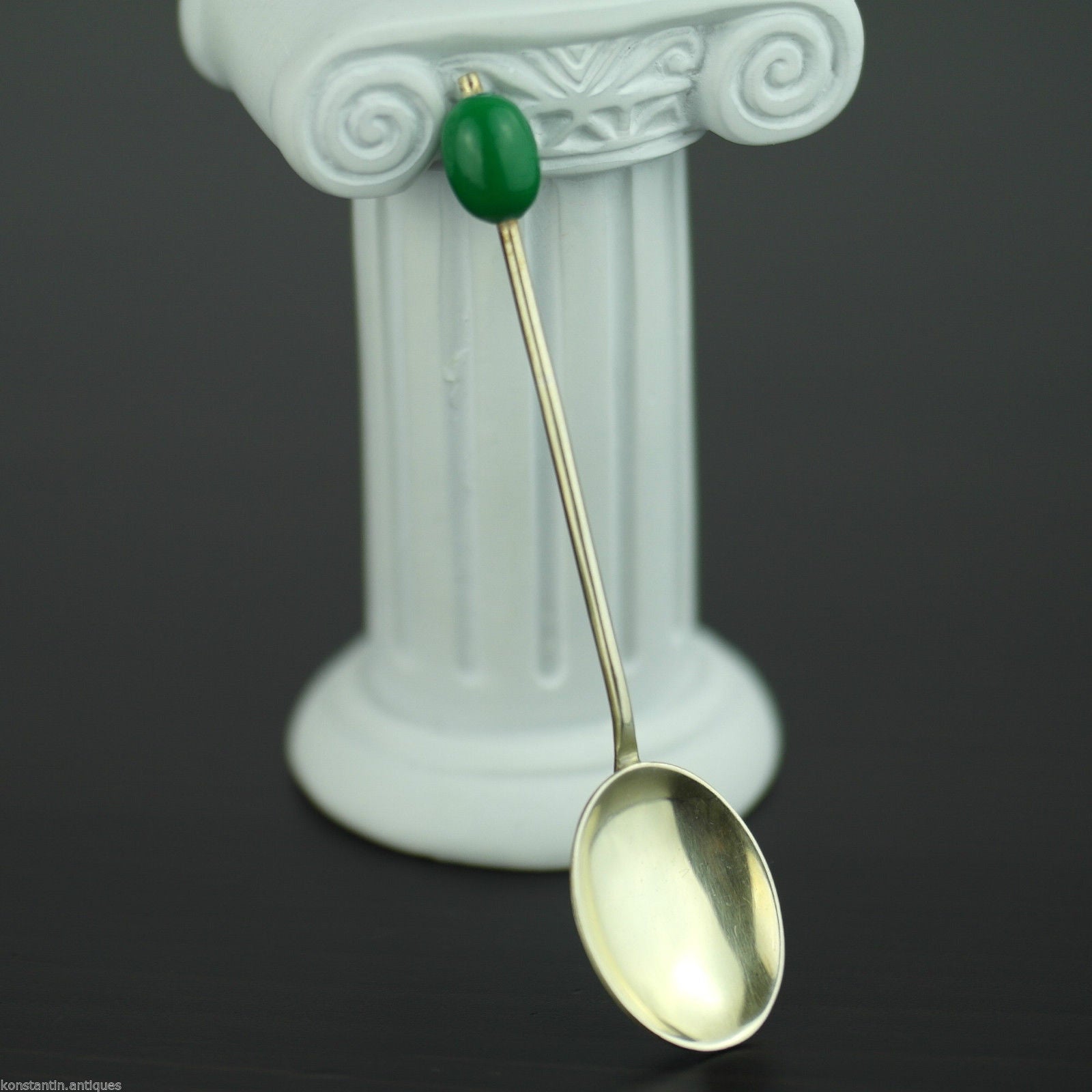 Antique set of ten c. 1913 enamel sterling silver spoons