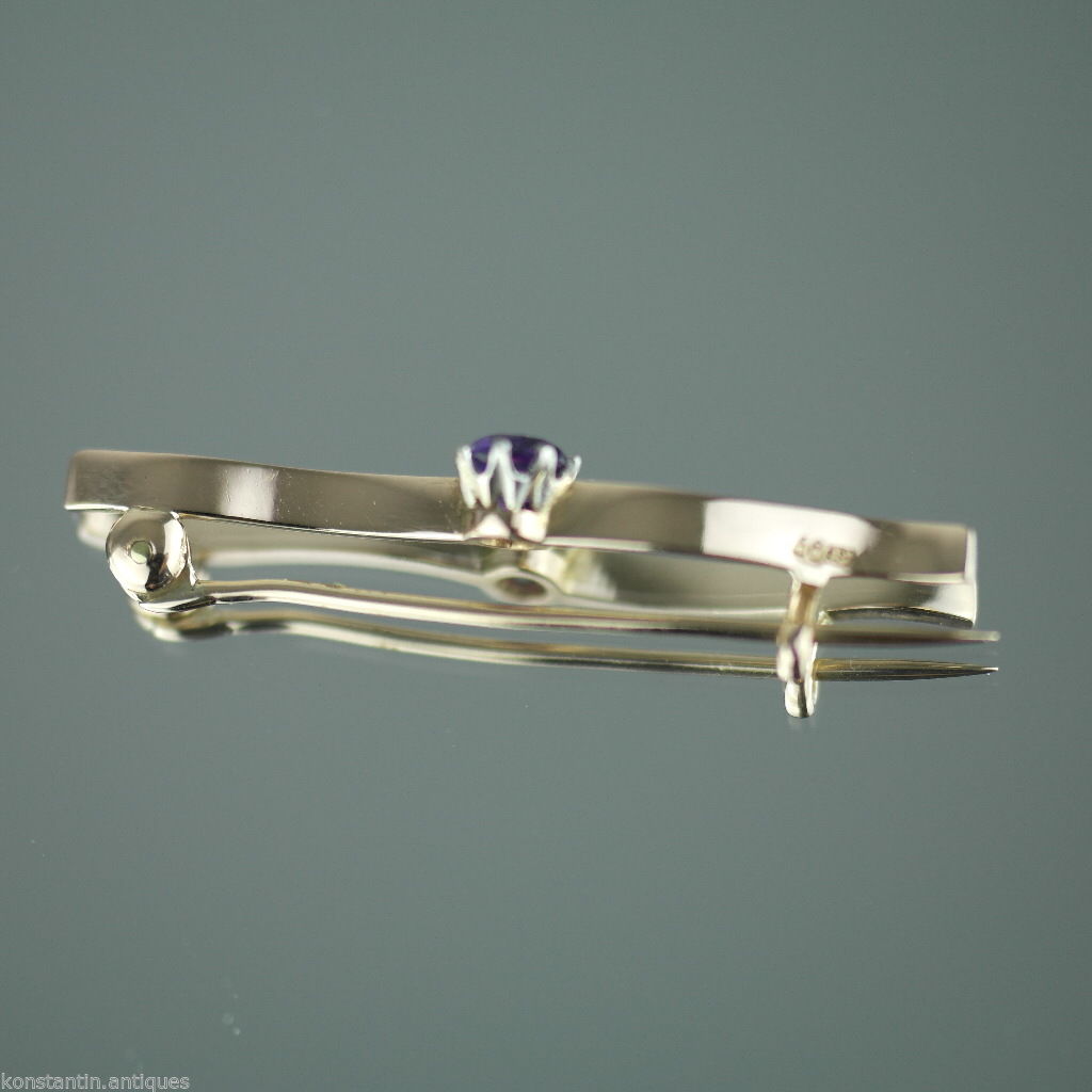 Antique Imperial Russian 56 gold pin brooch with beautiful Amethyst