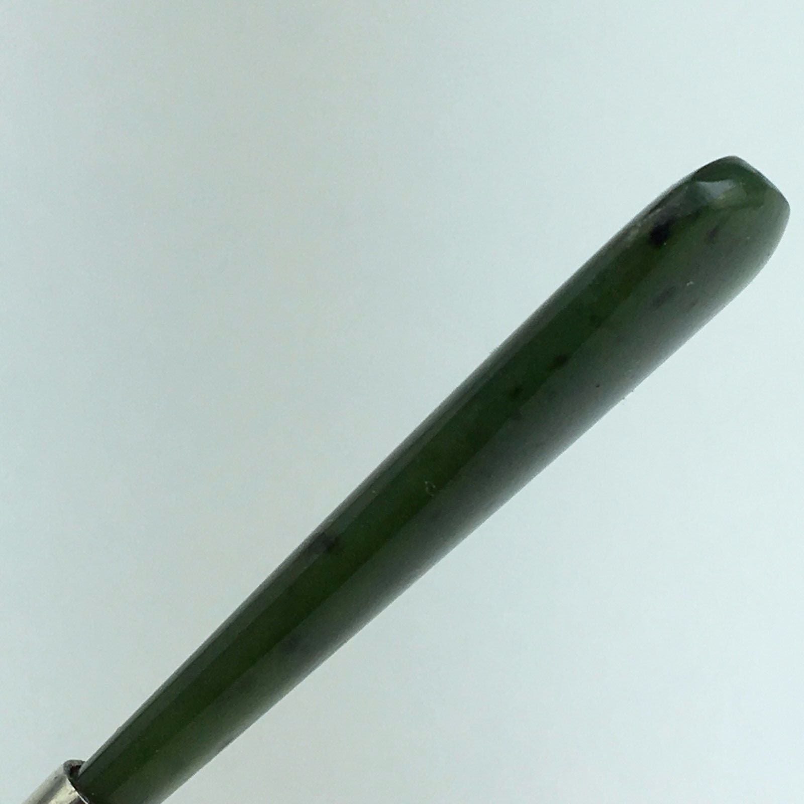 Antique sterling silver spoon with green Jade handle
