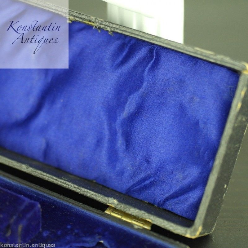 Caja negra antigua para cuencos y cucharas de mostaza o sal Imperio Británico